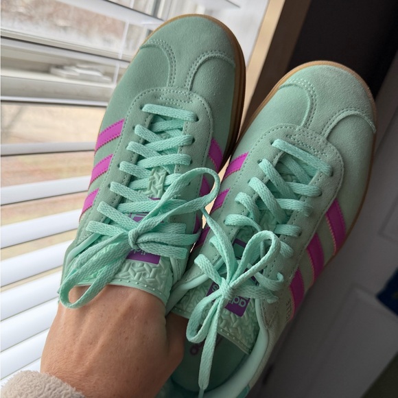 Adidas Women's Gazelle Mint and Pink Sneakers - Picture 4 of 5